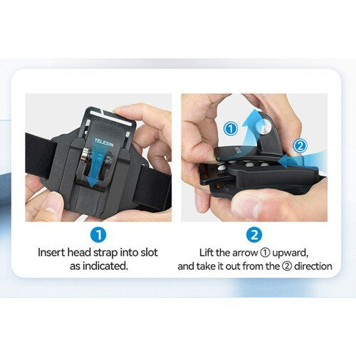 TELESIN QHM-001 2 in 1 QUICK RELEASE HEADSTRAP AND CAP CLIP FOR ACTION CAMERAS 3 PRONG MOUNT