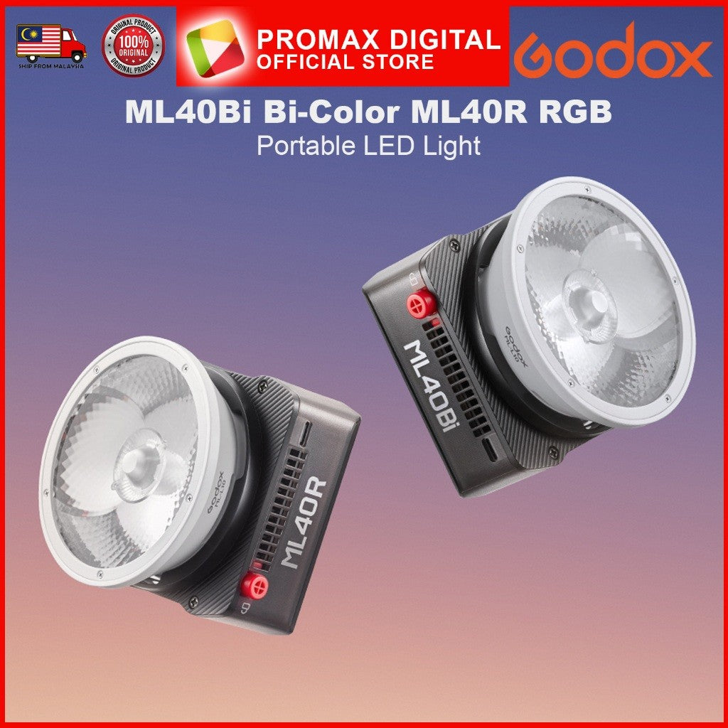 Godox ML40Bi Bi-Color ML40R RGB Portable Full Color LED Light App Controlled 2800K to 6500K