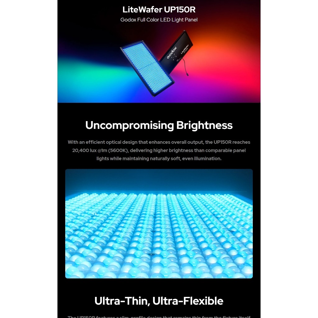 Godox Litewafer UP150R Full Color RGB LED Light Panel 180W Photography Videography Light