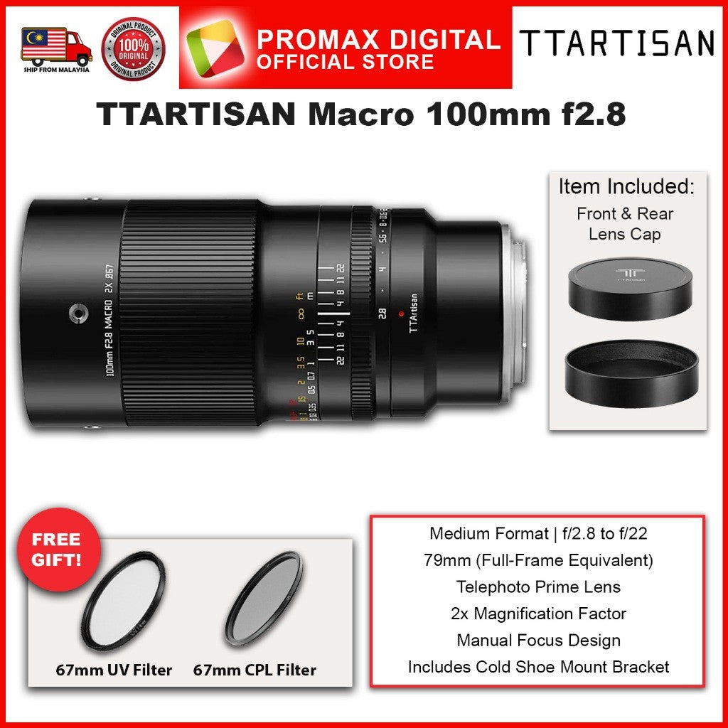 TTArtisan Macro 100mm f2.8 Macro Lens for E X RF and Z Mount Full Frame Manual Focus Camera Lens