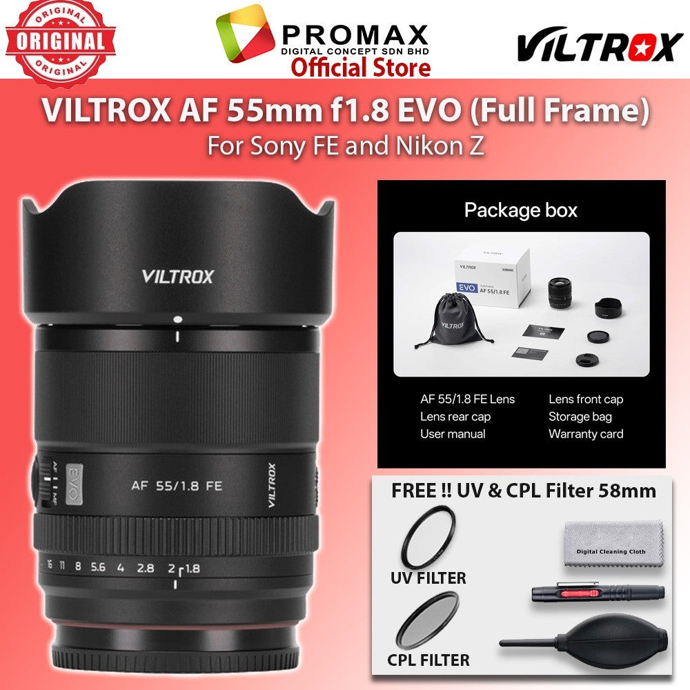 Viltrox AF 55mm F1.8 EVO Full Frame Lens for Sony E Nikon Z Mount Camera Lens