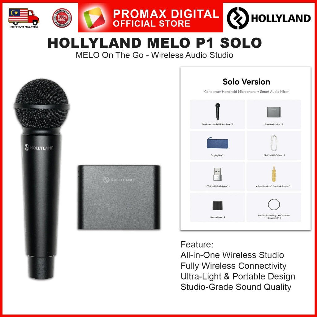 Hollyland MELO P1 All in one Wireless Audio Studio Vocal Mixing System Condenser Microphone