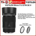 Vistilen AF 85mm f1.8 STM SE II Full Frame Mirrorless Prime Camera Lens EFR (RF) Mount