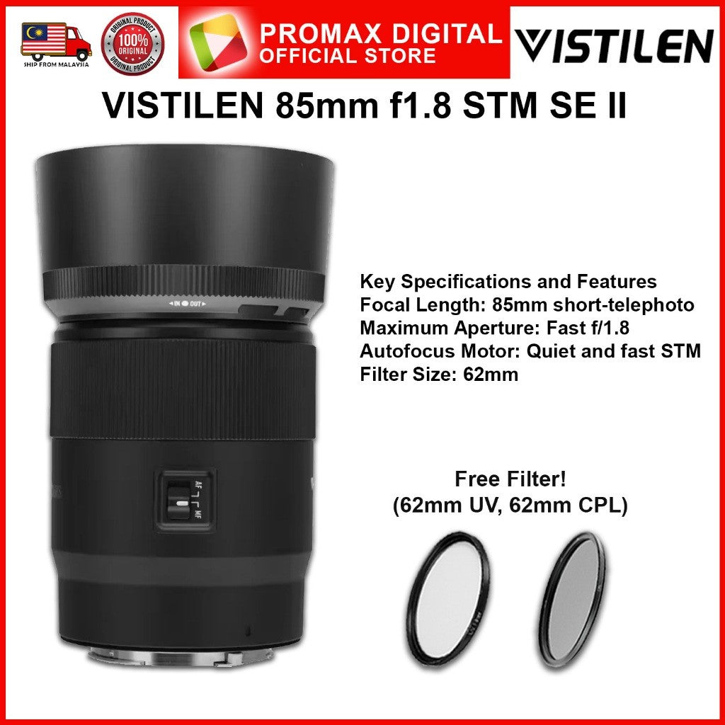 Vistilen AF 85mm f1.8 STM SE II Full Frame Mirrorless Prime Camera Lens EFR (RF) Mount