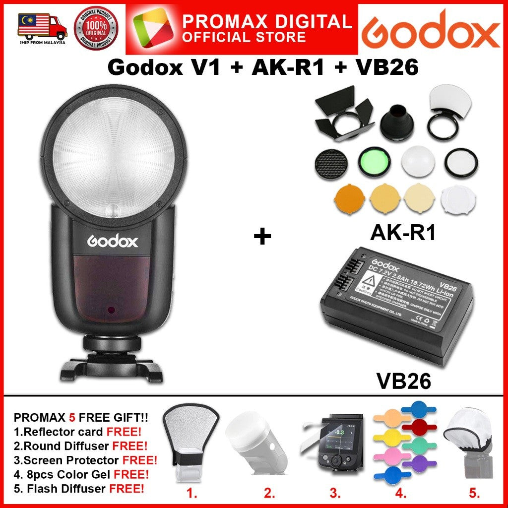 Godox V1 Flash Speedlight Round TTL Li-ion Battery