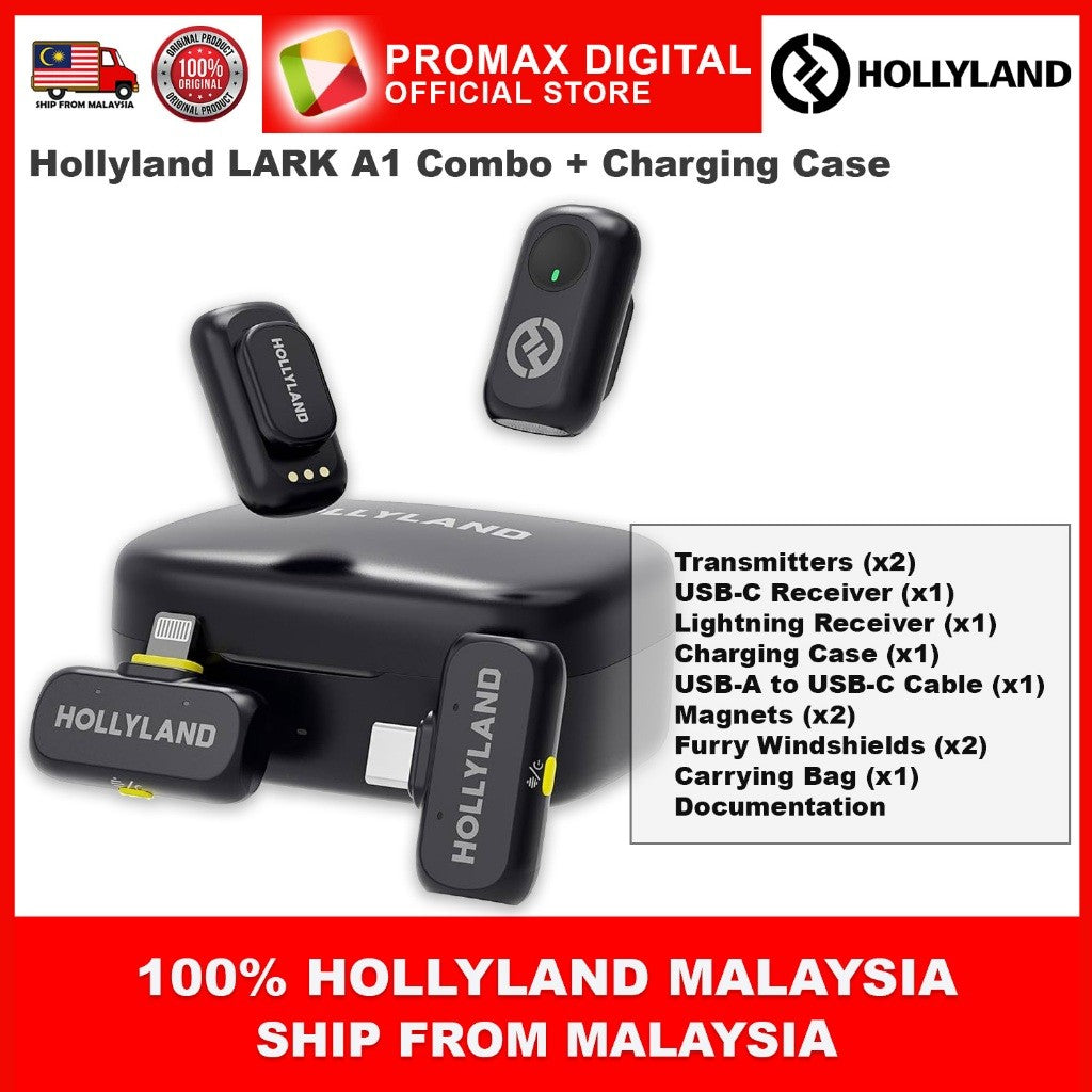 Hollyland LARK A1 Mini Duo 2-Person Wireless Microphone System with USB-C Connector for Mobile Devices (Space Gray, 2.4