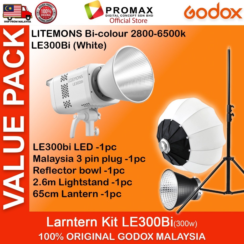 VALUE PACK!! GODOX LE200D LE200Bi LE300Bi LE600Bi  Litemons Bi-Color 2800 - 6500K Studio Light 5600K