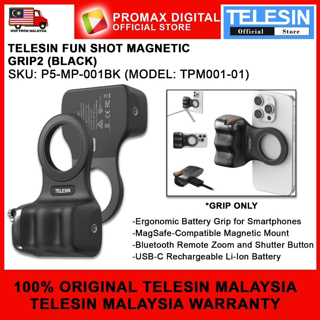 TELESIN Fun Shot 2 Magnetic Grip2 Selfie Ring Light Aluminum Alloy Tripod Funshot 2 Magnet Ring Phone P1-MP-10 P5-MP-001