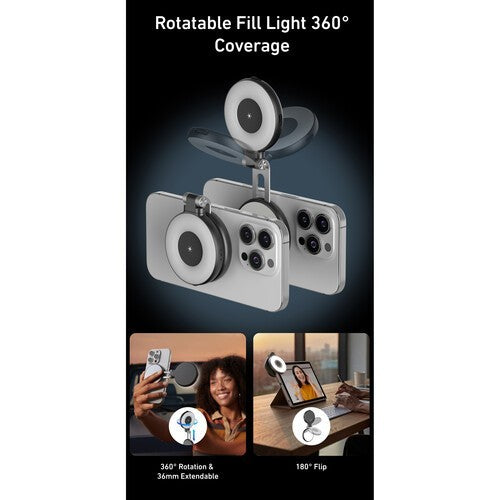 TELESIN S5-BGD-07 MAGNETIC SELFIE RING LIGHT VERSION 2 WITH MIRROR FOR MOBILE PHONES