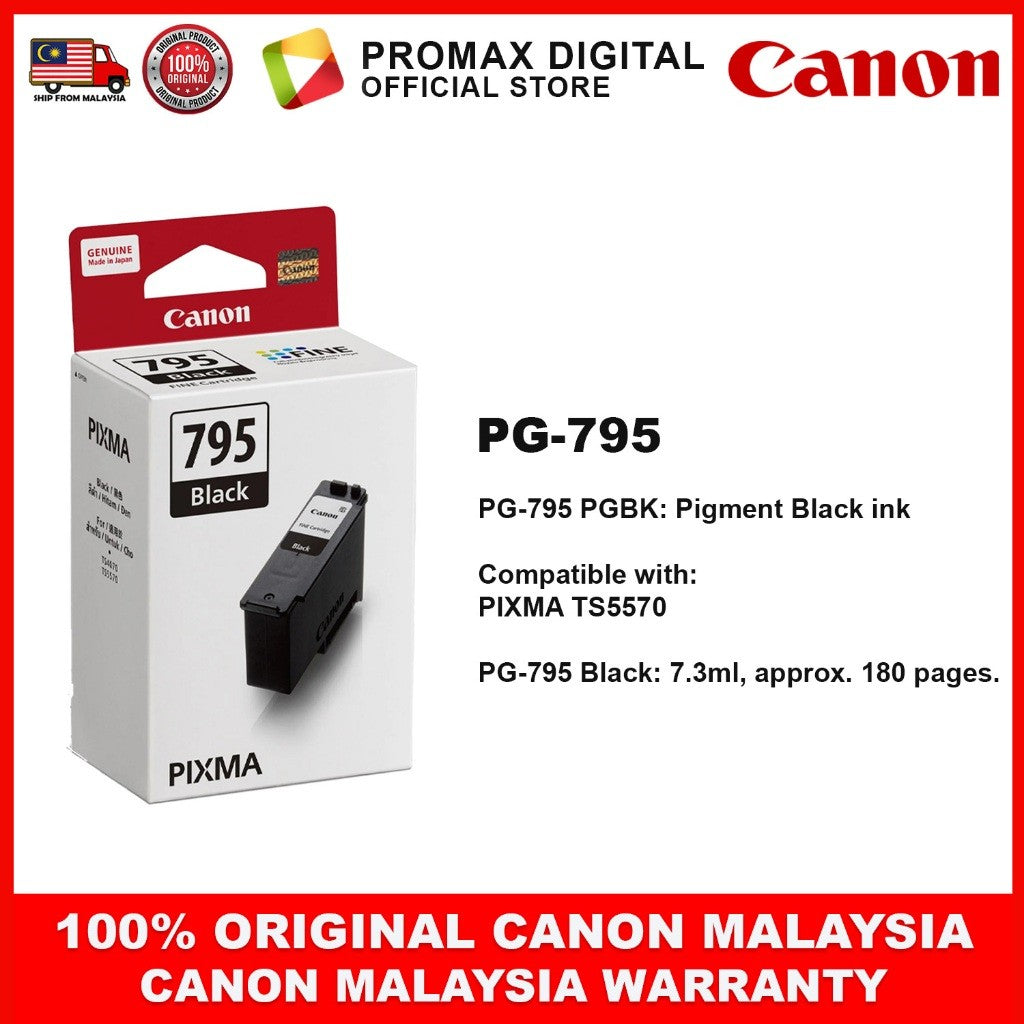 CANON PG-795 CL-786 PG-795XL CL-786XL INK BLACK CYAN MAGENTA YELLOW PRINTER INK TS5570 TS7770