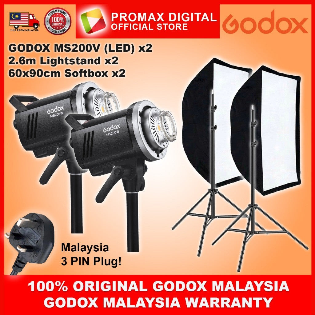 Godox MS200V / MS300V Studio Flash Light Single Kit Dual Kit Double kit MS-200 v MS-300 v