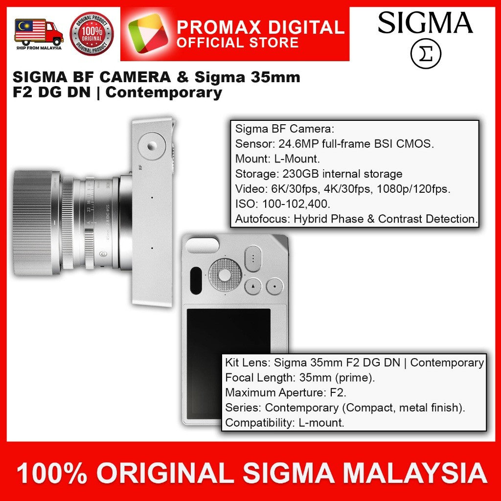 SIGMA BF CAMERA AND 35mm f2 DG DN Contemporary Lens (L Mount)