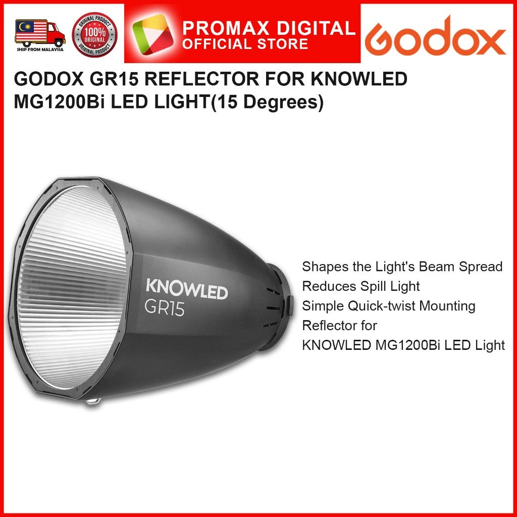 GODOX GR15 RFLECTOR FOR KNOWLED MG1200Bi LED LIGHT 15 Degrees
