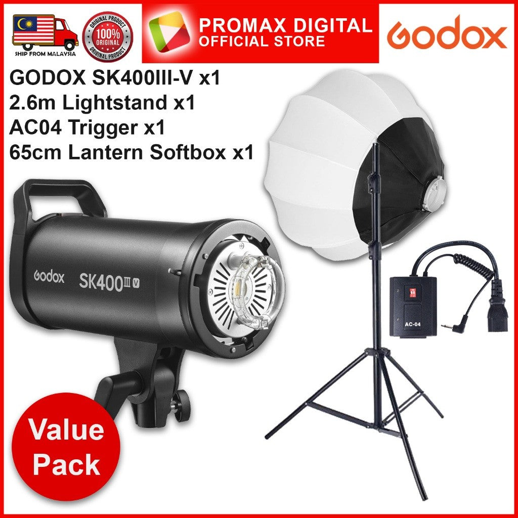 GODOX SK300III-V SK400III-V STUDIO FLASH VALUE PACK SET WITH 10w LED MODELLING LAMP