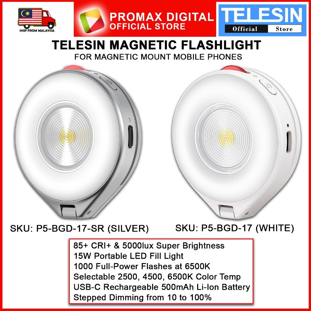 Telesin P5-BGD-17 P5-BGD-17-SR MAGNETIC FLASHLIGHT FOR MOBILE PHONES PORTABLE RECHARGABLE