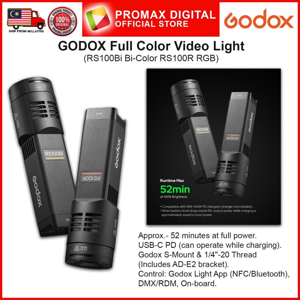 Godox RS100Bi Bi-Color RS100R RGB Full Color LED Video Light
