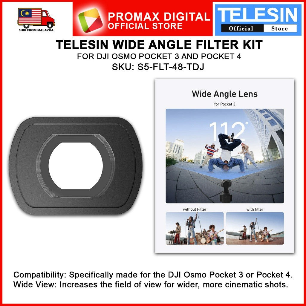 TELESIN S5-FLT-48-TDJ Wide Angle Filter Kit for OSMO POCKET 3 Camera Lens Filter