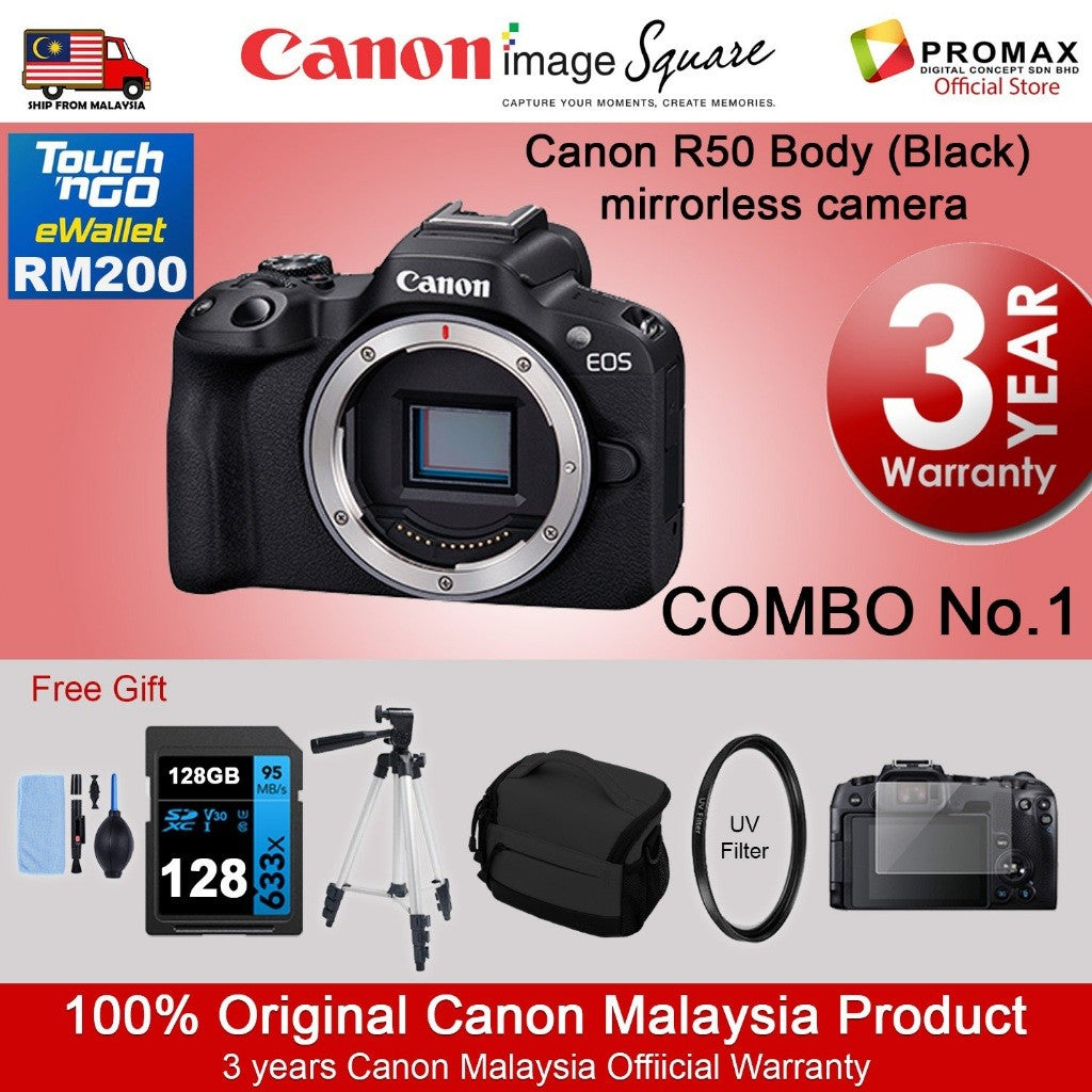 CHEAPEST! Canon EOS R50 18-45mm 55-210mm Mirrorless Camera Black/White (CANON MALAYSIA 3 YEARS WARRANTY) Canon R50
