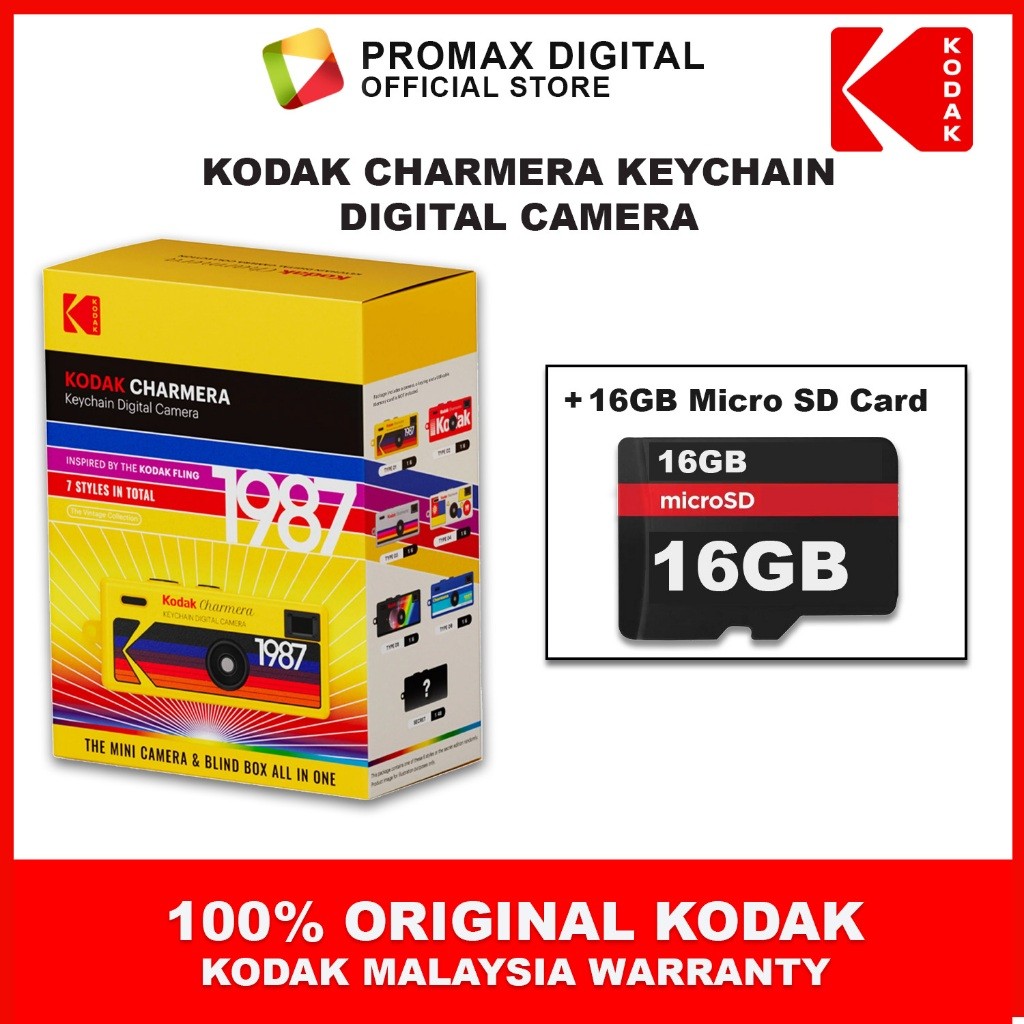 Kodak Charmera 1987 Key Chain Digital Camera (Random Style Blind Box) with Micro SD Card Kodak Charmera Blind Box
