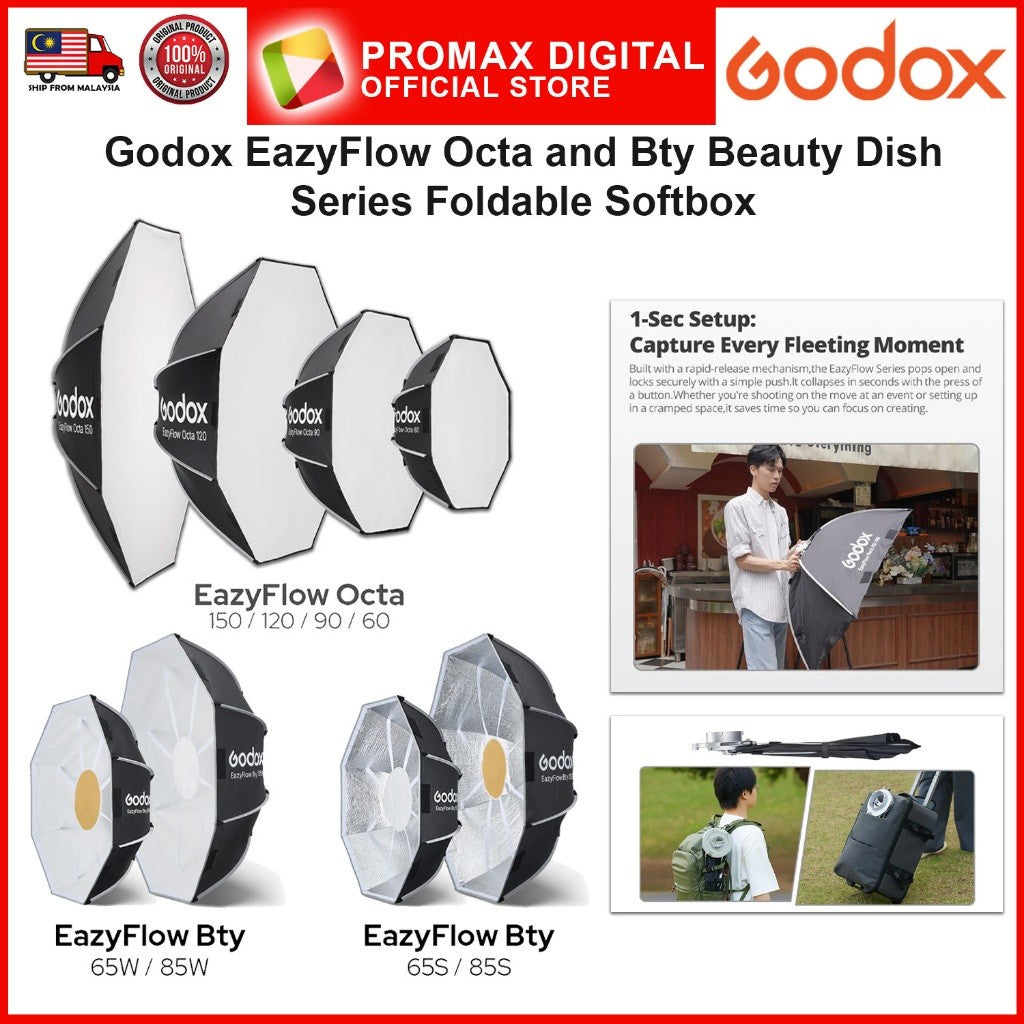 Godox EazyFlow Octa Series Softbox with Beauty Dish Bty 65S 85S 65W 65S Bowens Mount with Grid