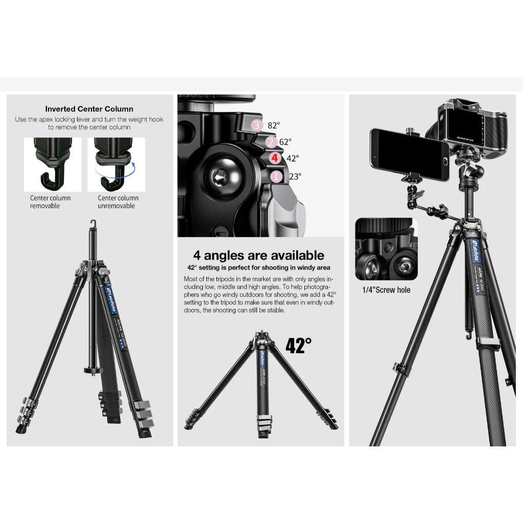 Leofoto AZ-204C+LH25R AZ-235C+LH-30R Ballhead AZURE Ultra Compact Tripod