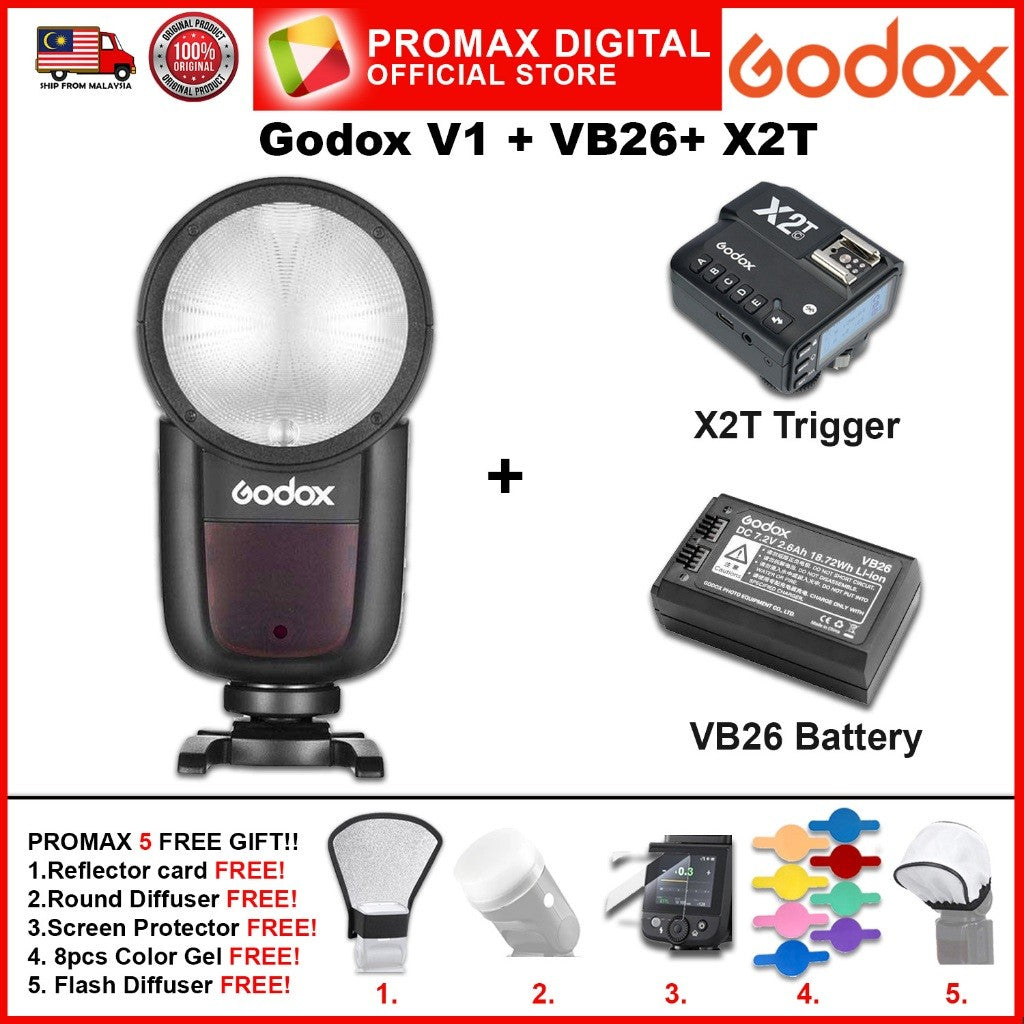 Godox V1 Flash Speedlight Round TTL Li-ion Battery