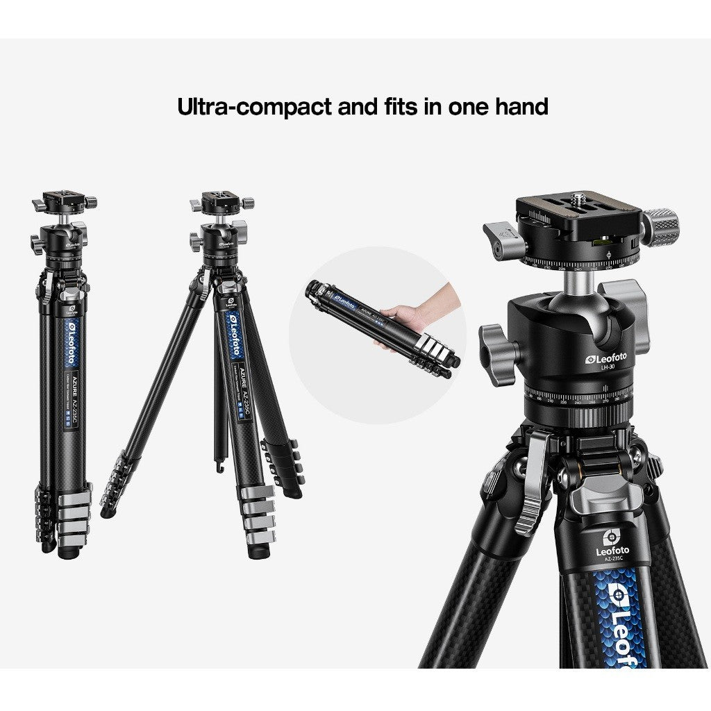 LEOFOTO AZURE TRIPOD AZ-235C and LH30R Ballhead CARBON FIBER TRAVEL TRIPOD