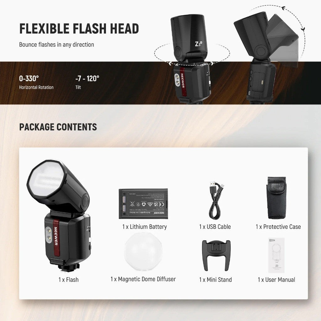 NEEWER Z3 100Ws 2.4G TTL Round Head Flash Speedlite Camera Flash Same like Godox V100