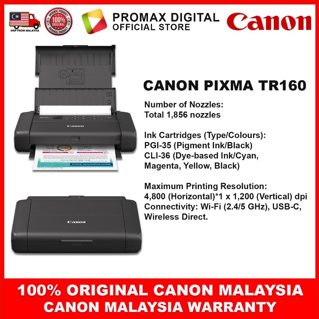 Canon PIXMA TR160 tr 160 With Battery Portable Wireless Mobile WIFI Printer
