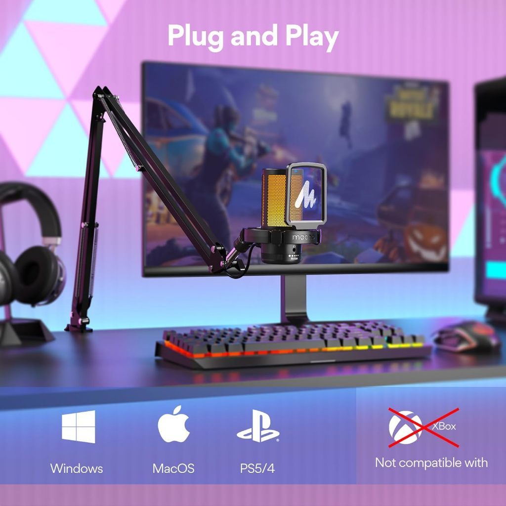 MAONO DGM20S RGB USB CONDENSER MICROPHONE FOR GAMING PODCAST STREAMING RECORDING
