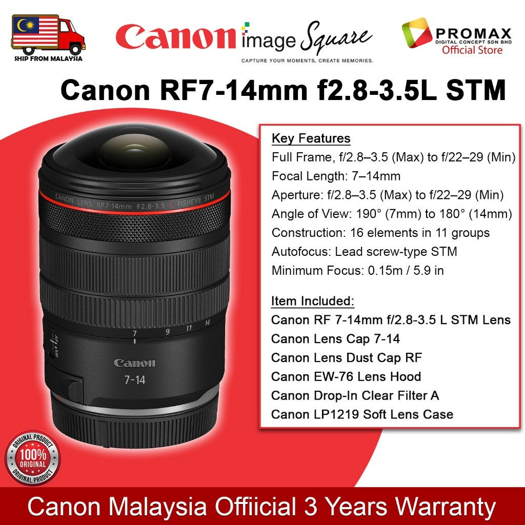 Canon RF7-14mm f2.8-3.5L STM Fisheye Wide Angle Lens Full Frame RF Mount