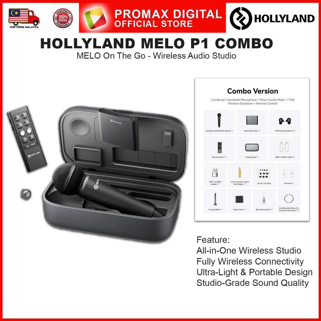 Hollyland MELO P1 All in one Wireless Audio Studio Vocal Mixing System Condenser Microphone