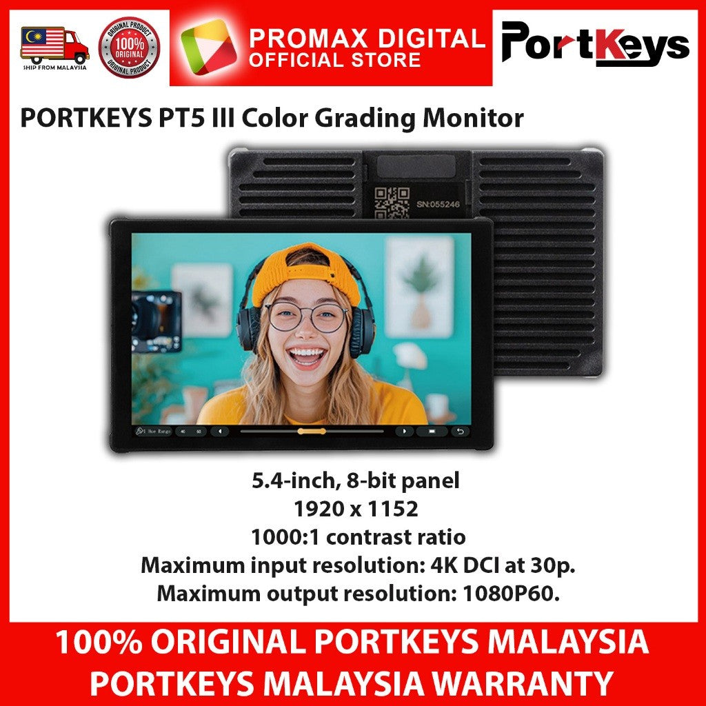 PORTKEYS PT5III COLOR GRADING MONITOR 5.4-inch touchscreen monitor with HDMI input/output ports PT5