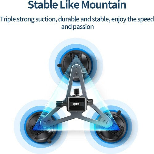 TELESIN TE-TSB-001 TRIPLE ARM SUCTION CUP MOUNT CAR MOUNT FOR CAMERAS