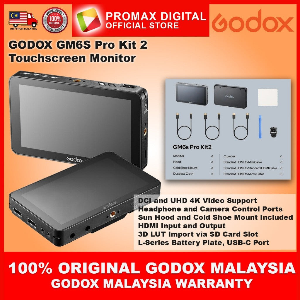 GODOX GM6S Pro Kit 2 Ultra Bright Touchscreen Monitor