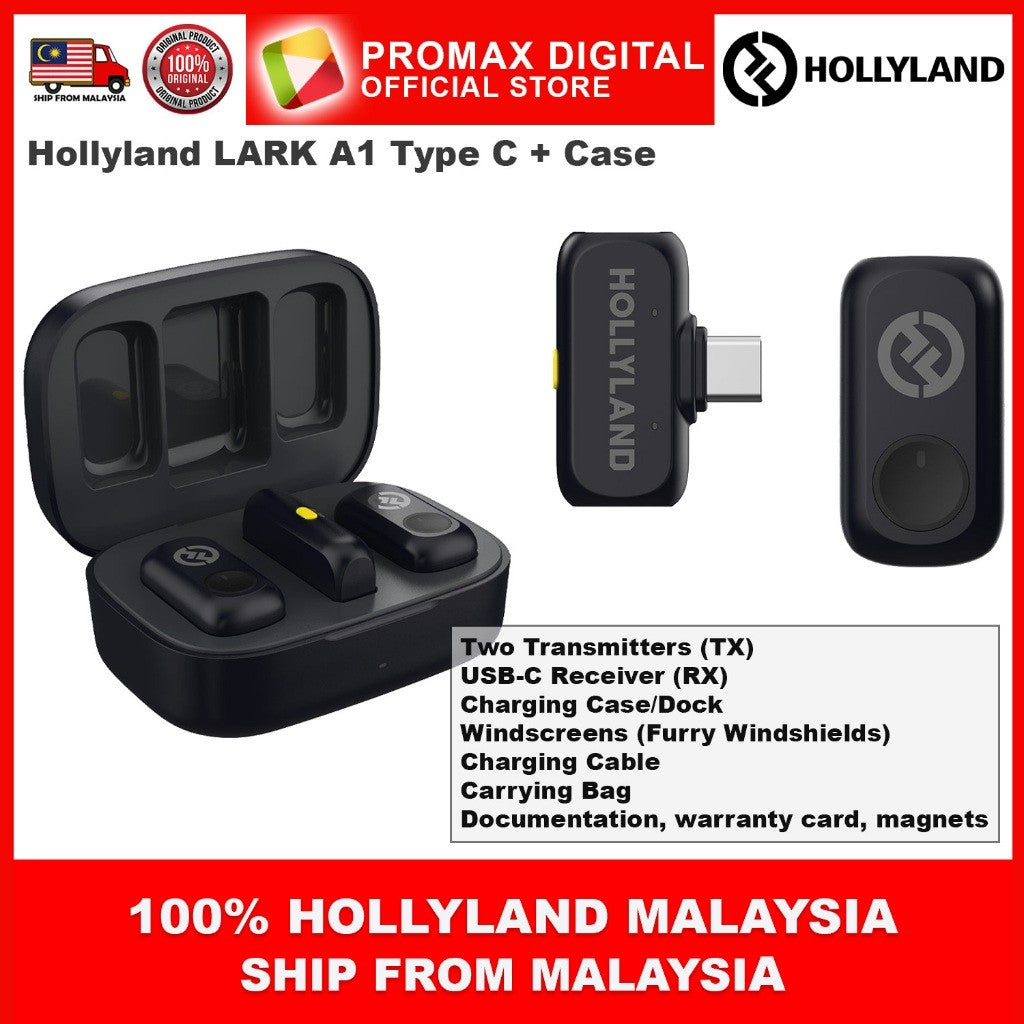 Hollyland LARK A1 Mini Duo 2-Person Wireless Microphone System with USB-C Connector for Mobile Devices (Space Gray, 2.4