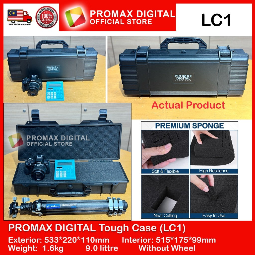 PROMAX Long PP Hard Carrying Case with Foam Waterproof Dustproof Crushproof Drone Utility Case