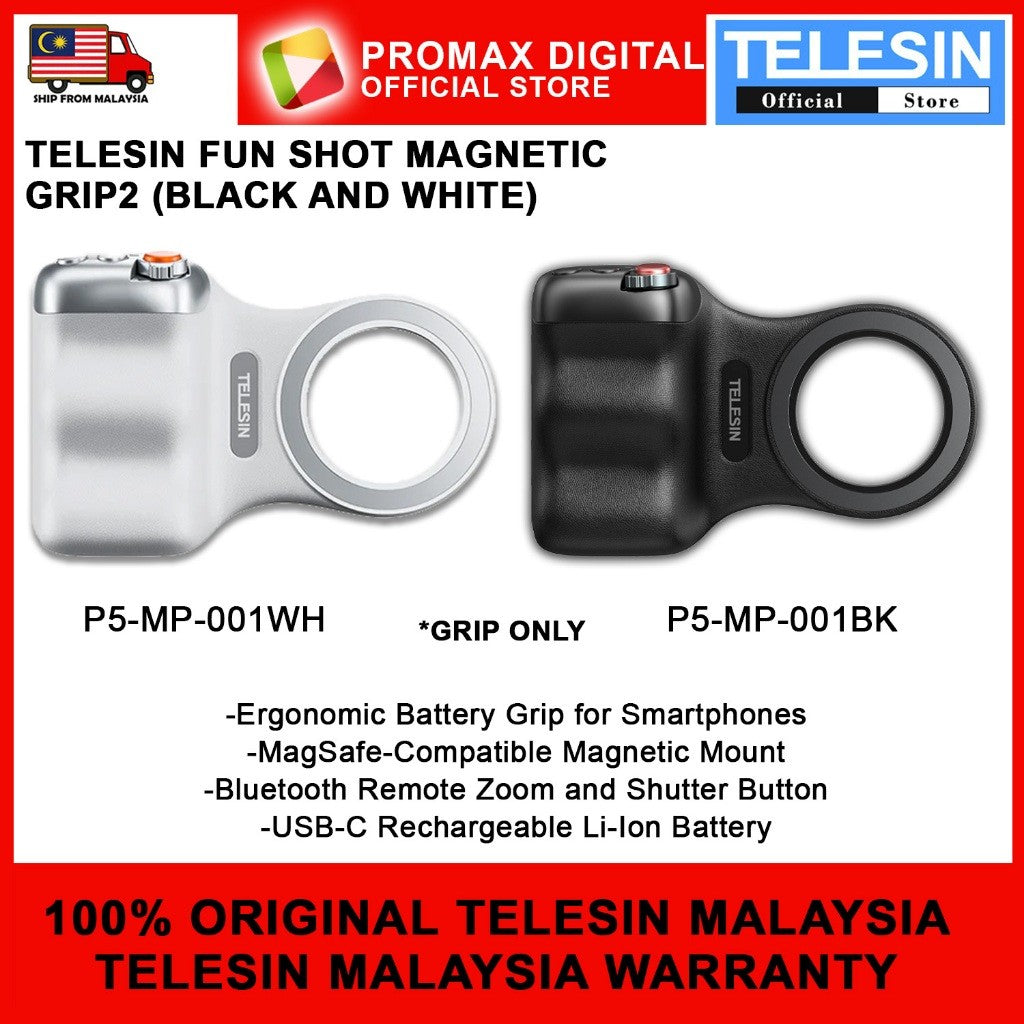TELESIN Fun Shot 2 Magnetic Grip2 Selfie Ring Light Aluminum Alloy Tripod Funshot 2 Magnet Ring Phone P1-MP-10 P5-MP-001
