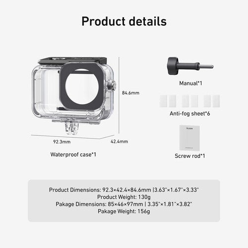 TELESIN S4-WTP-12 WATERPROOF CAMERA PROTECTIVE CASE FOR DJI ACTION 6 WATER PROOF CASE