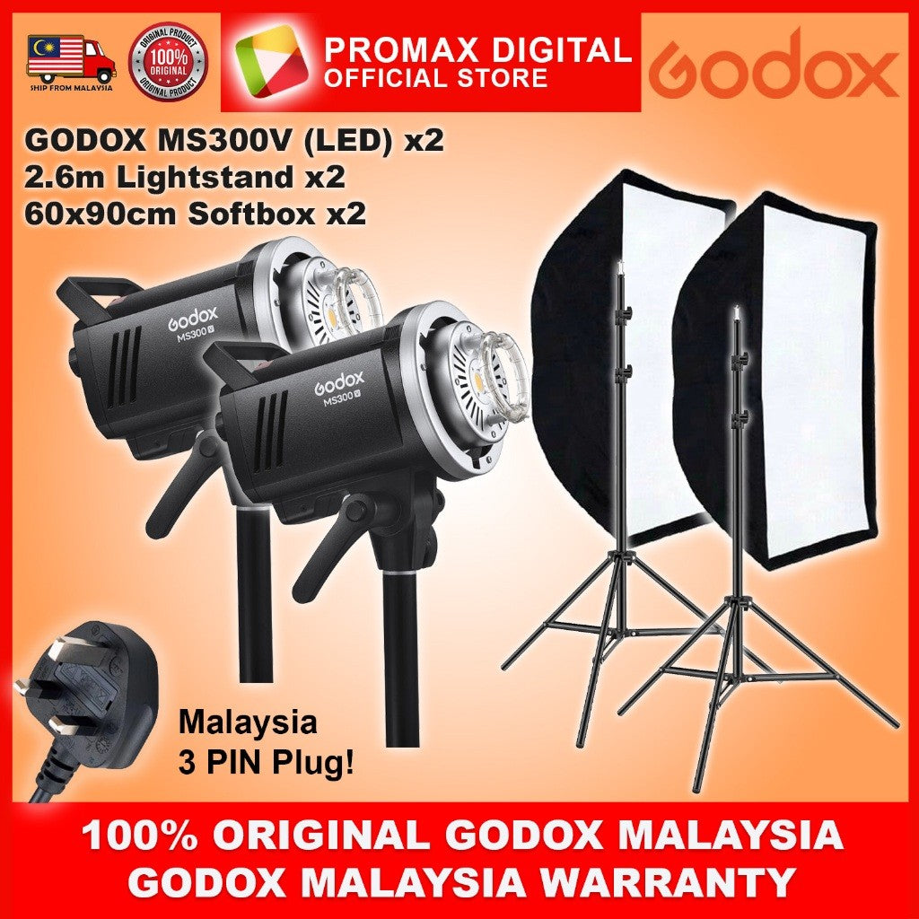 Godox MS200V / MS300V Studio Flash Light Single Kit Dual Kit Double kit MS-200 v MS-300 v