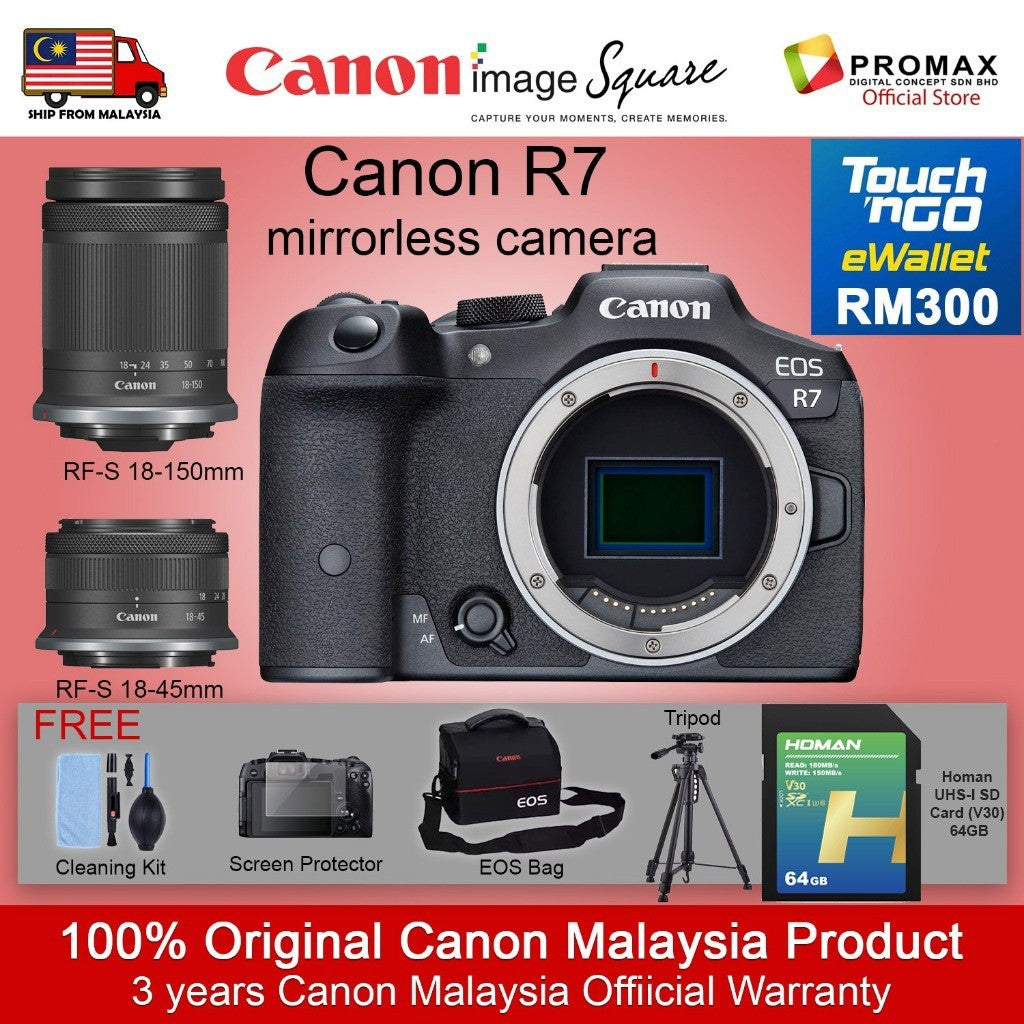READY STOCK! CANON EOS R7 BODY / KIT Mirrorless Camera RF-S 18-45MM / 18-150MM FREE MEMORY CARD