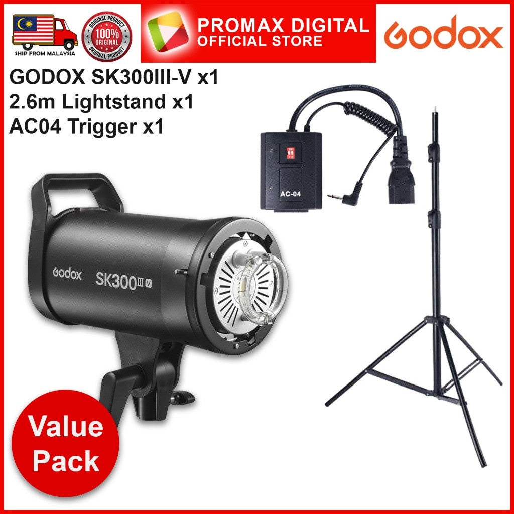 GODOX SK300III-V SK400III-V STUDIO FLASH VALUE PACK SET WITH 10w LED MODELLING LAMP