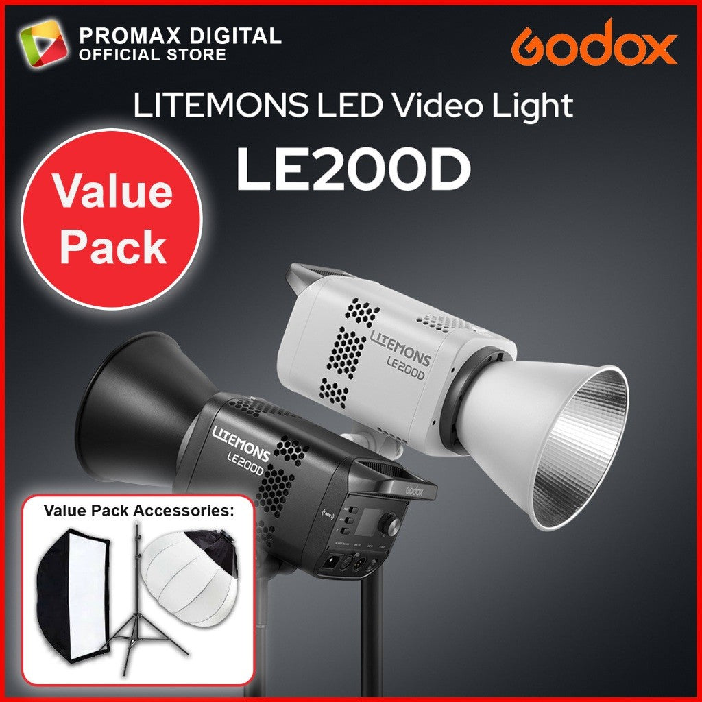 VALUE PACK!! GODOX LE200D LE200Bi LE300Bi LE600Bi  Litemons Bi-Color 2800 - 6500K Studio Light 5600K