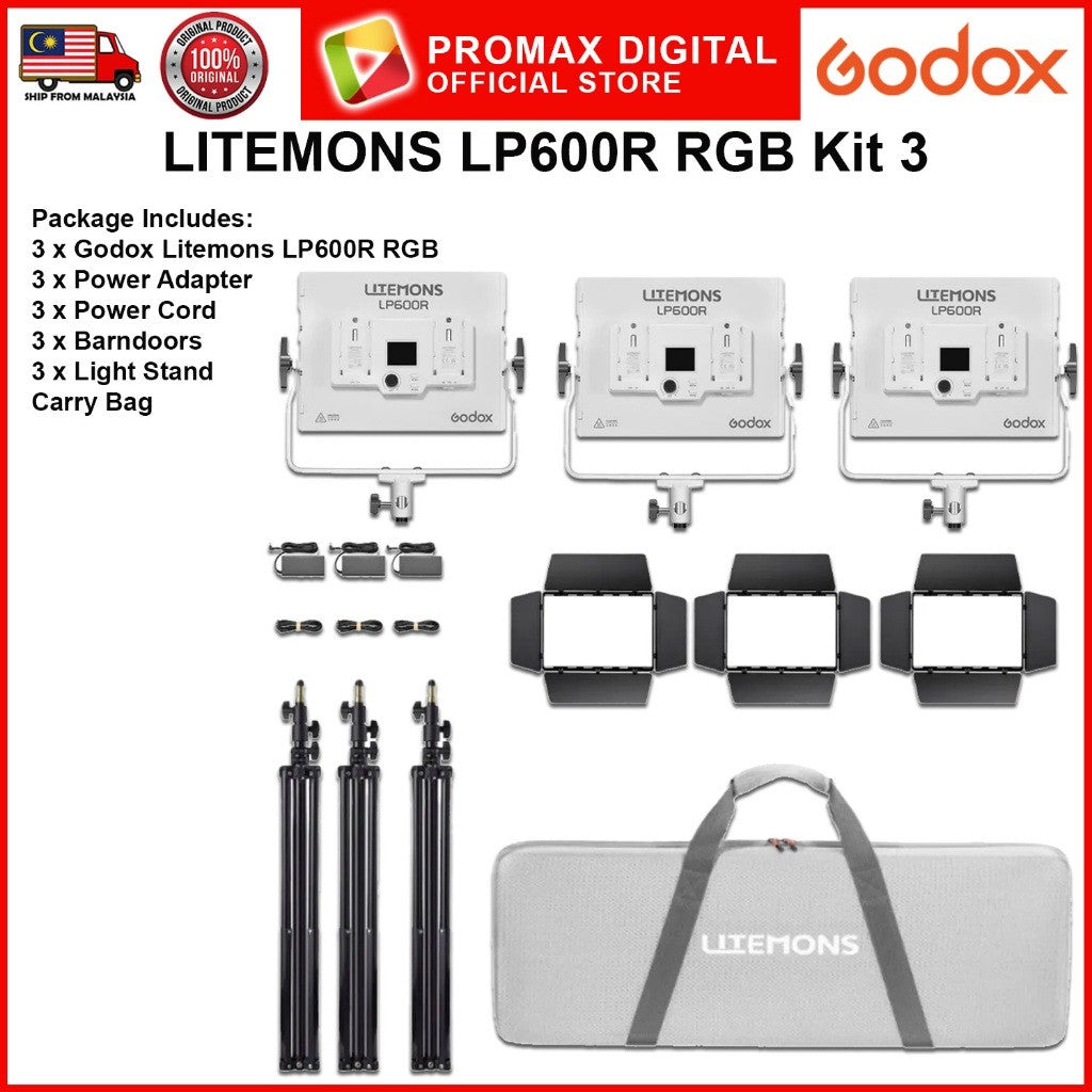 Godox LP600R RGB/LP600Bi LED Panel Light Video Light with Barndoor For Videography and Photography