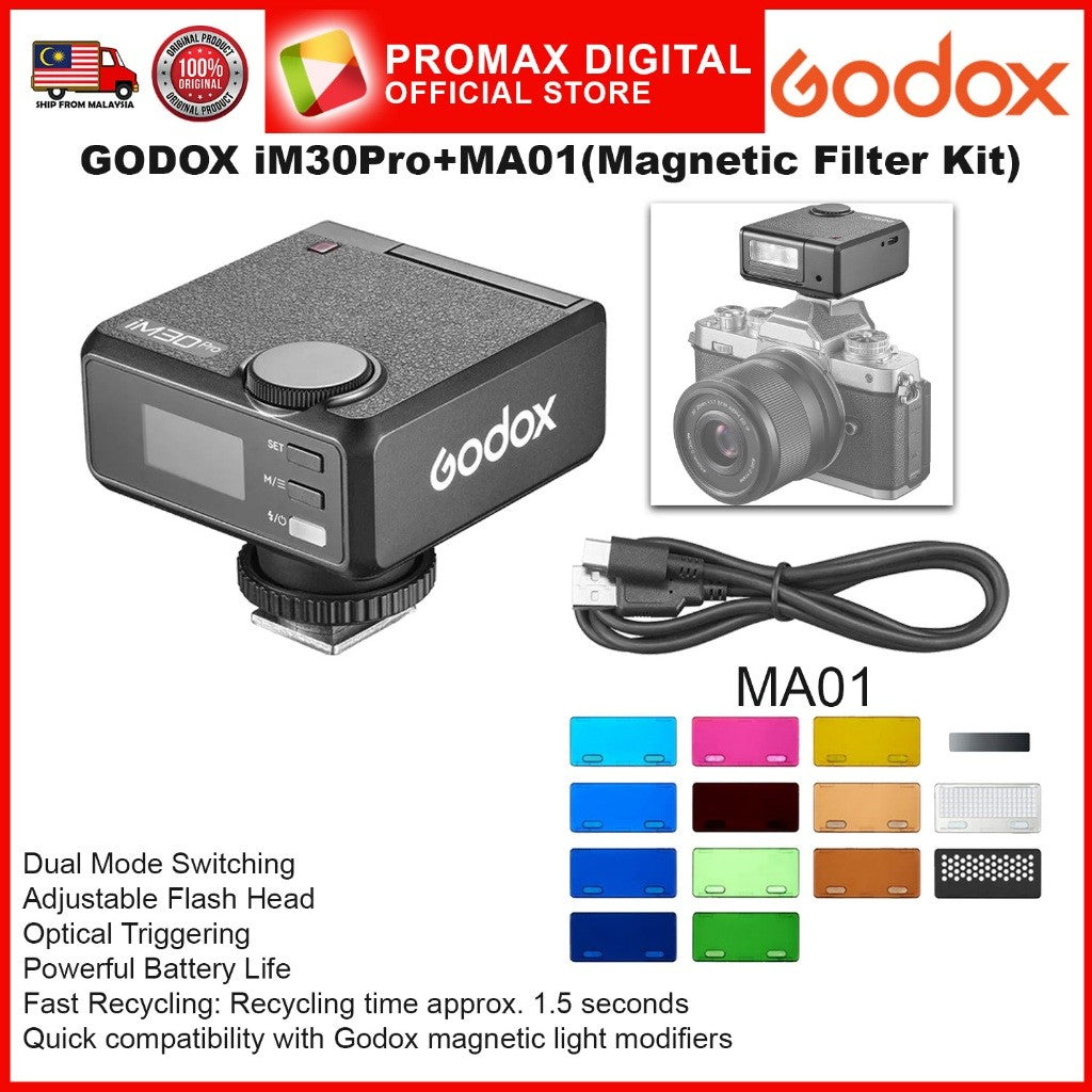 Godox iM30Pro iFlash Mini Camera Flash Universal Mount with MA01 Magnetic Filter Kit iM30 Pro