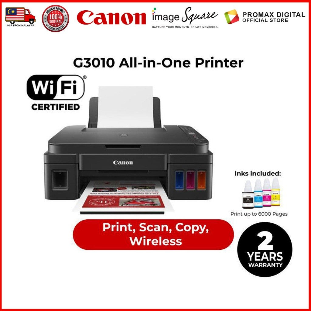 Canon PIXMA G3010 Printer Refillable Ink Tank Wireless All-In-One WIRELESS Built-in Wi-Fi