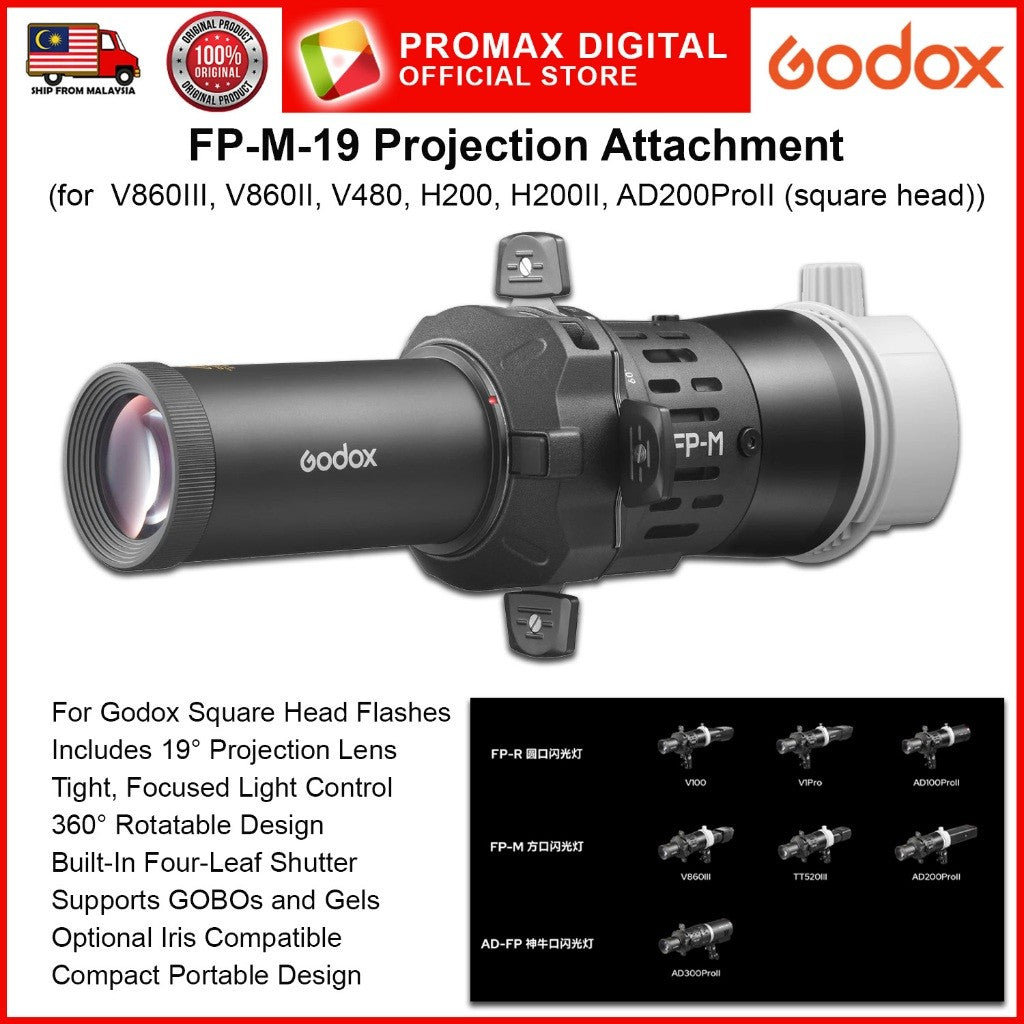 Godox AD-FP FP-R FP-M Projection Attachment for TTL, Square, Round Head Flash AD300ProII AD300Pro