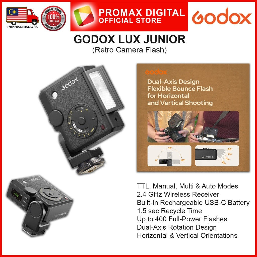 Godox LUX Junior II Retro Camera Flash for Sony Nikon Canon Olympus Panasonic Fujifilm