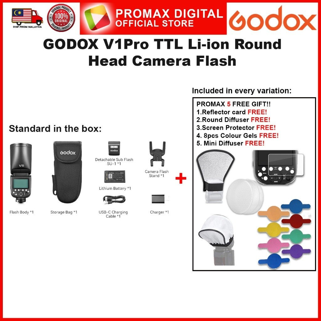 Godox V1Pro V1 Pro V1C V1N V1S Flash Speedlight Round TTL Li-ion Round Head Camera Flash