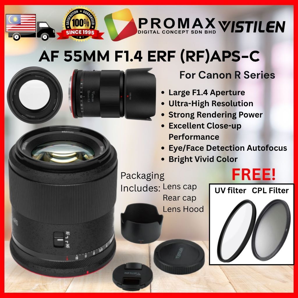 Vistilen 55mm f1.4 APS-C Auto Focus STM Lens for EFR (RF) Mount Cameras 55MM RF rf